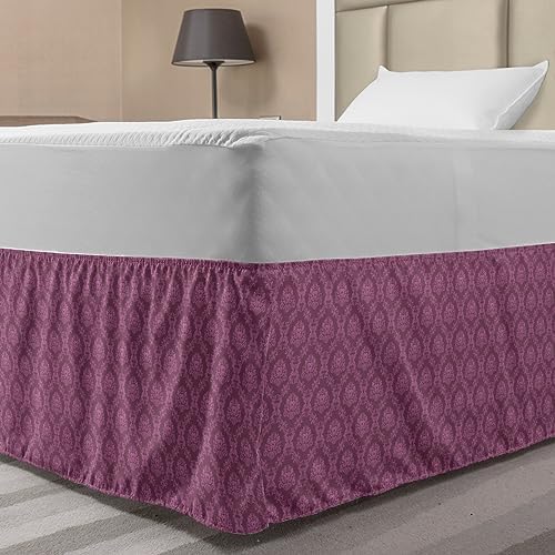 Ambesonne Damask Bedskirt - Twin Twin XL Mauve