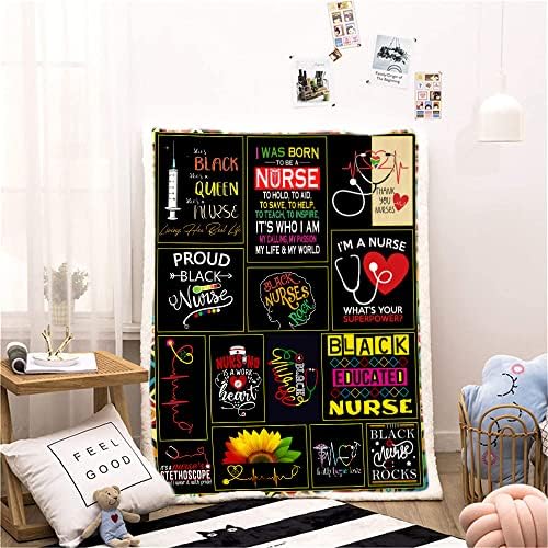 Nurse Gifts Throw Blanket - Soft Fluffy Sherpa for Bed Office Couch