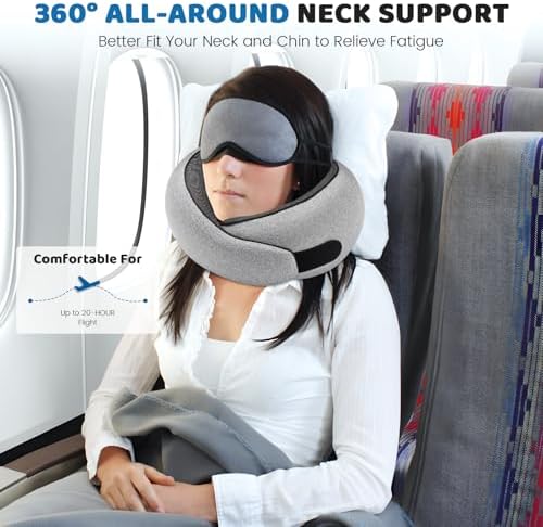 4litamz Travel Neck Pillow with Memory Foam and Velcro Closure
