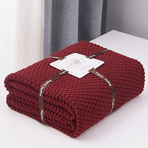 Longhui Bedding Wine Red Knitted Throw Blanket