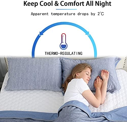 CHOSHOME Cooling Pillow Cases 2 Pack Queen 20x30 Blue