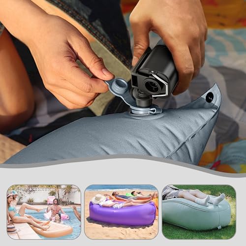 THE WEEKEND Portable Air Pump with Camping Lantern and 5 Nozzles Black