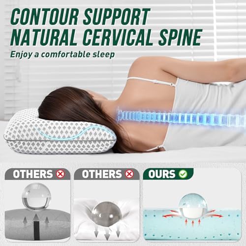 Fulocean Cooling Memory Foam Travel Camping Pillow with Washable Cover