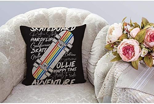 HGOD DESIGNS Colorful Skateboard Pillow Cover 18x18inch