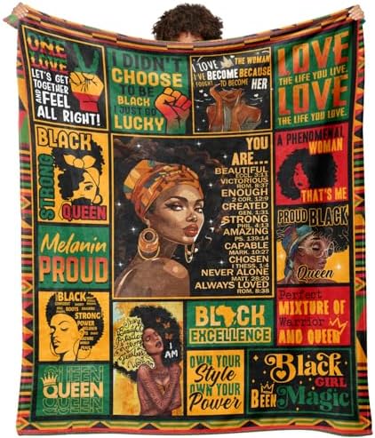 African American Queen Flannel Throw Blanket 1