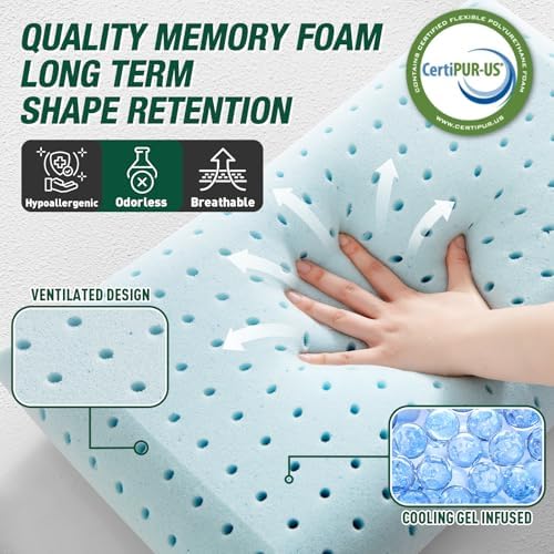 Fulocean Cooling Memory Foam Travel Camping Pillow with Washable Cover