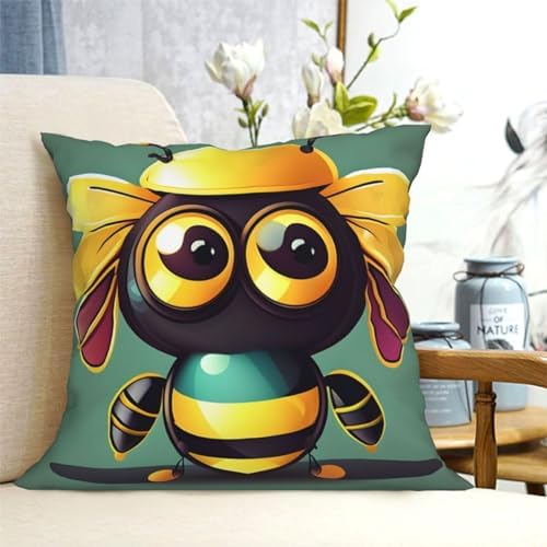 Ogniwo Cartoon Bee Throw Pillow 12x12 Inch