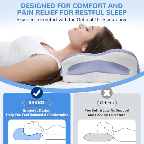 SHKJGS Neck Pain Relief Pillow Blue