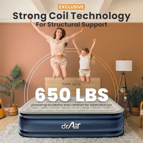 Dr Air Queen Air Mattress with Built-in Pump and Carry Bag