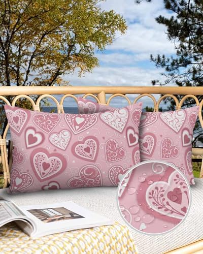 Waterproof Pillow Protectors 2 Pack - Pink Love Valentines Day 12x20