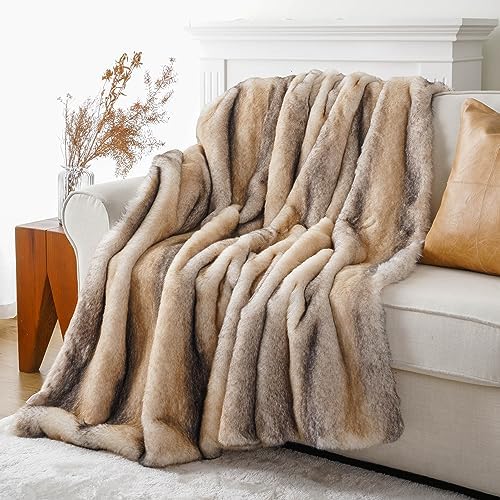 BATTILO HOME Luxury Faux Fur Throw Blanket 50x60