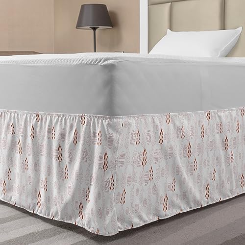 Ambesonne Pastel Elastic Bed Skirt - TwinTwin XL Blush Rust and White