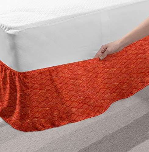 Ambesonne Abstract Bedskirt with Warm Toned Waves Art Print