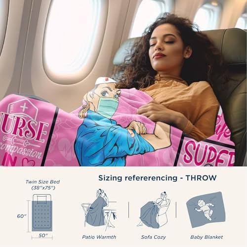 Unique Nurse Pink Throw Blanket 60x50 for Nurses Week Gifts