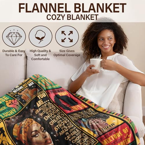 African American Queen Flannel Throw Blanket 1