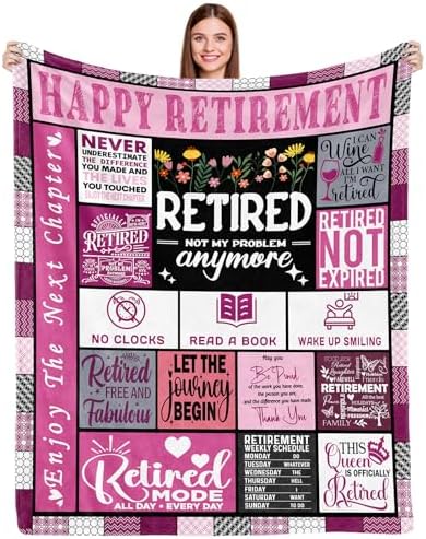 Retirement Throw Blanket for Women 60x50in