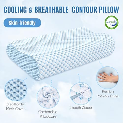BlissTrends Cervical Pillow for Neck Support and Sleep Comfort Blue