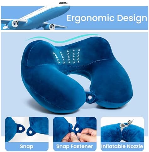 Anmerl Inflatable Travel Pillow with Velvet Cover