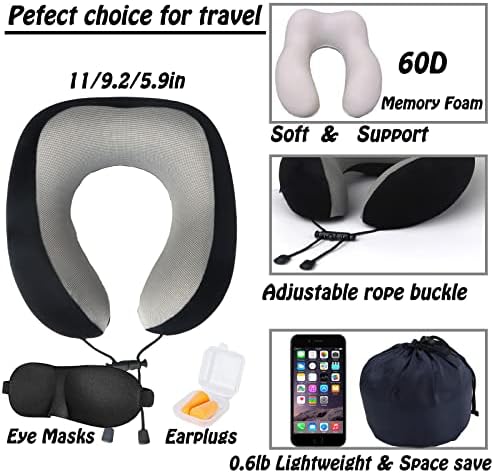 GOTDYA Travel Pillow with Memory Foam Support - Black