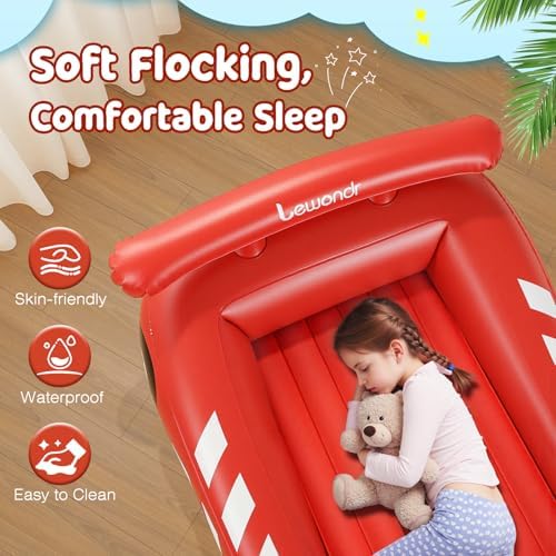 Lewondr Inflatable Racecar Toddler Bed Red