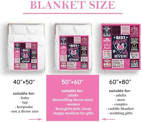Best Nurse Ever Pink Throw Blanket 50x60 RN Gifts for Nurses
