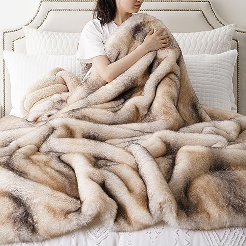 BATTILO HOME Luxury Faux Fur Throw Blanket 50x60