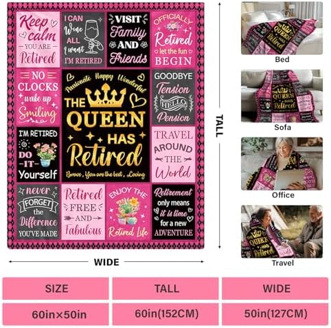 HEIFAM Retirement Blanket for Women 50x60 Queen Size
