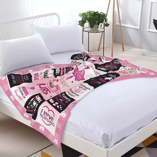 Nurse-Themed Flannel Throw Blanket 50x60