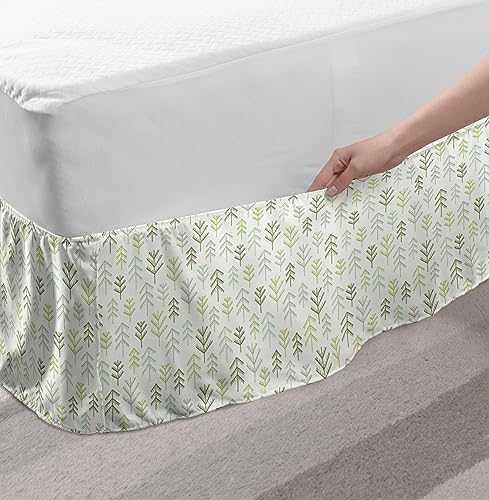 Ambesonne Nature Bedskirt with Fir Tree Print 1