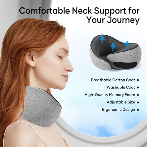 NOCRLG Travel Pillow with 360 Neck Support and Breathable Memory Foam