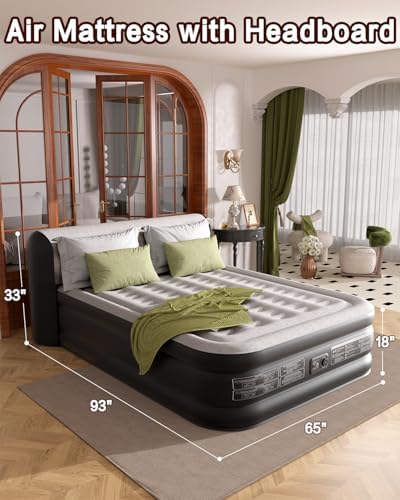 Xsleep Queen Air Mattress with Built-in Pump and Headboard