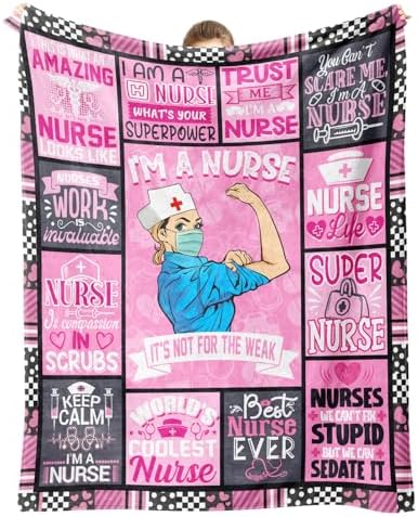 Unique Nurse Pink Throw Blanket 60x50 for Nurses Week Gifts