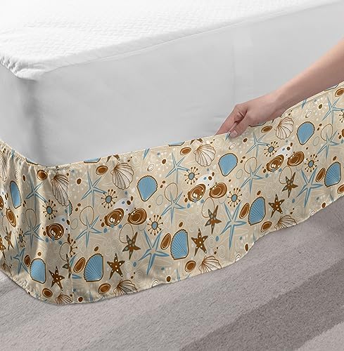 Ambesonne Seashells Bed Skirt with Starfish Print