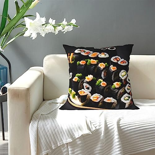 Ogniwo Japanese Sushi Black Throw Pillow Soft 12x12 Inch Cushion Cover