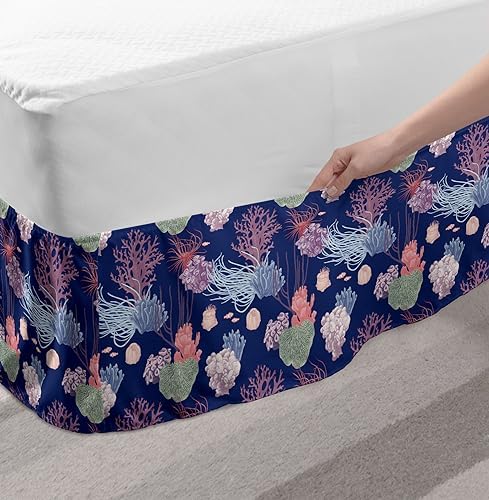 Ambesonne Nautical Bedskirt with Coral Reef Pattern