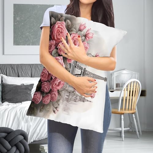 MaSiledy Pillow Protector with Zipper Eiffel Tower Design