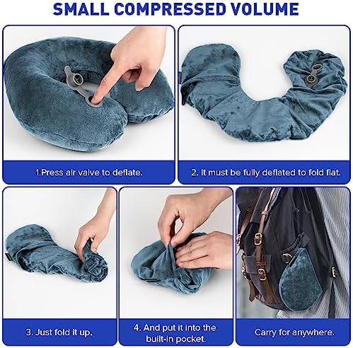 Rewondah Inflatable U-Shape Neck Pillow for Travel