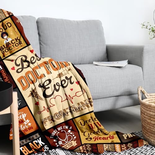 African American Doctor Throw Blanket 60 x 50