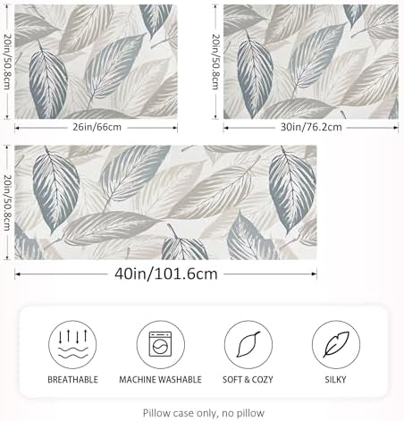 TSENQUE Abstract Leaves Sateen Pillow Cases for Hair and Cooling