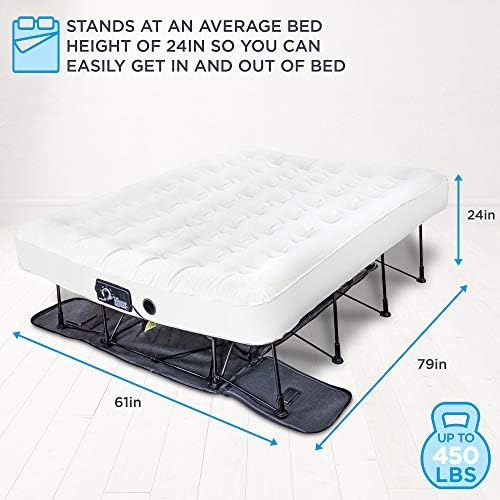Ivation EZ-Bed Queen Air Mattress with Frame Rolling Case
