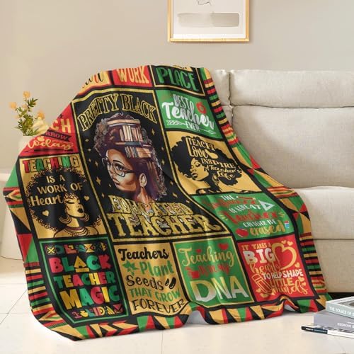 Black Teacher Appreciation Throw Blanket 60x50