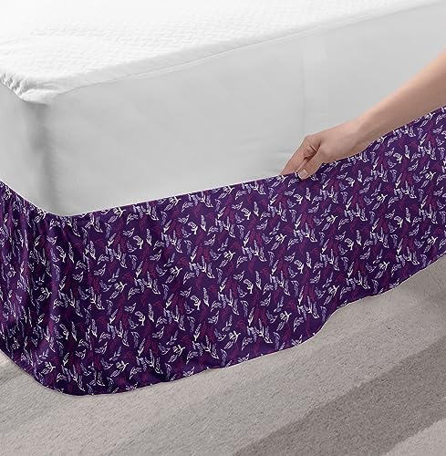 Ambesonne Leaf Bedskirt in Dark Magenta