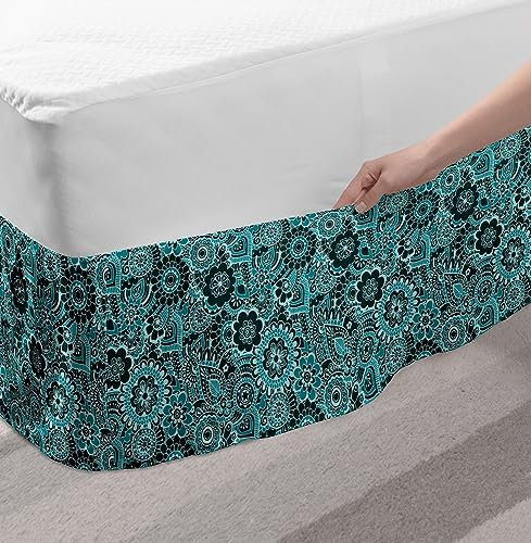 Ambesonne Floral Bed Skirt - Sea Green TwinTwin XL