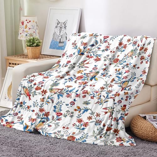 Bestraily Bird Floral Throw Blanket 60 x 80