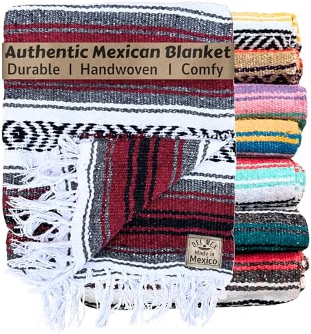 Del Mex Classic Mexican Blanket - 70x50 Burgundy