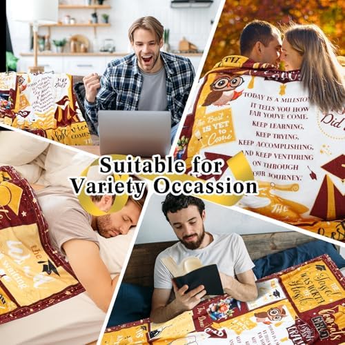 Tranqun Graduation Throw Blanket 60 x 50 Maroon