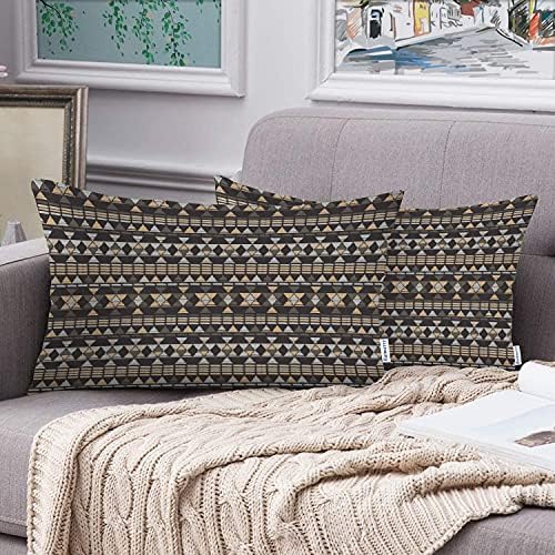 Batmerry Gray Abstract Geometric Stripes Pillow Covers Set of 2
