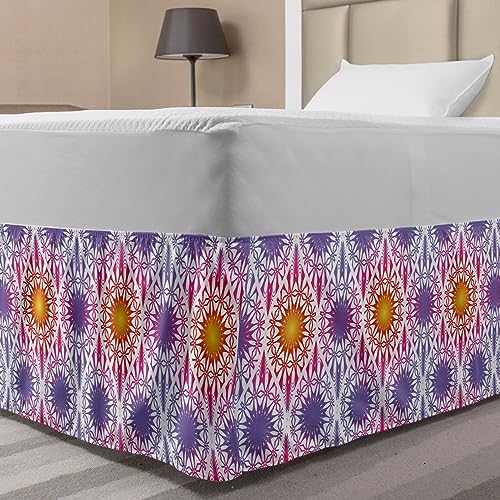 Ambesonne Tribal Bedskirt with Gradient Floral Design 1