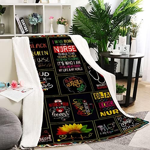Nurse Gifts Throw Blanket - Soft Fluffy Sherpa for Bed Office Couch