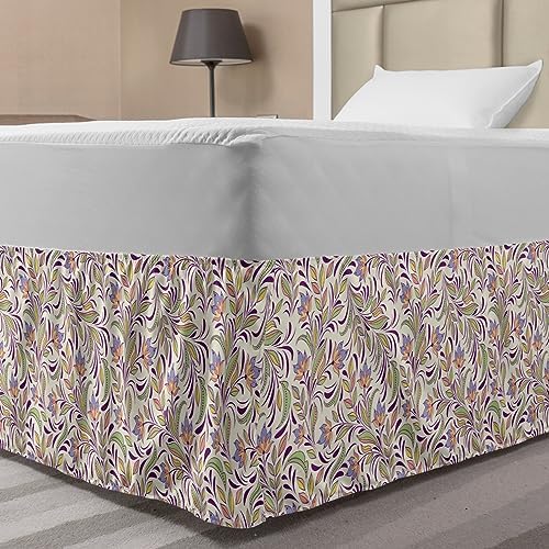 Ambesonne Abstract Bedskirt with Spring Flowers Design